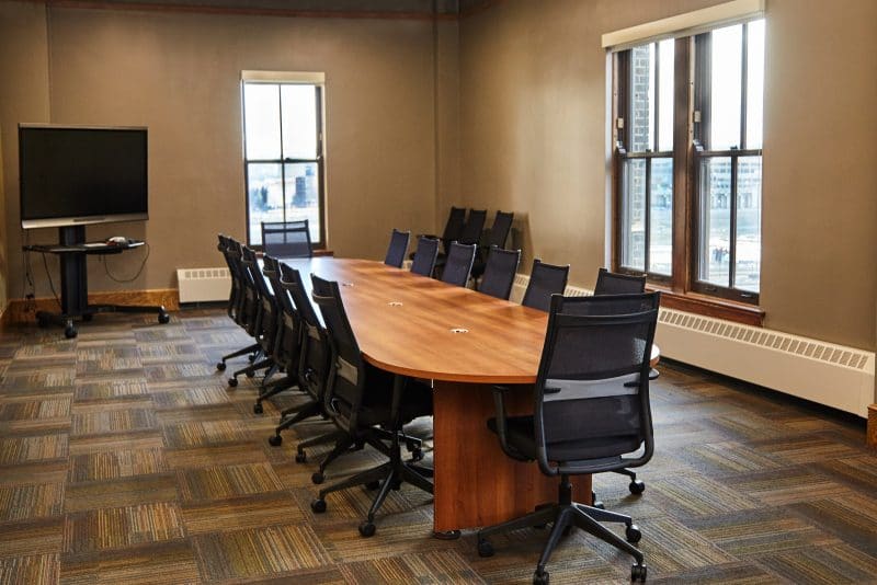 Meeting table in Riverview Conference Room