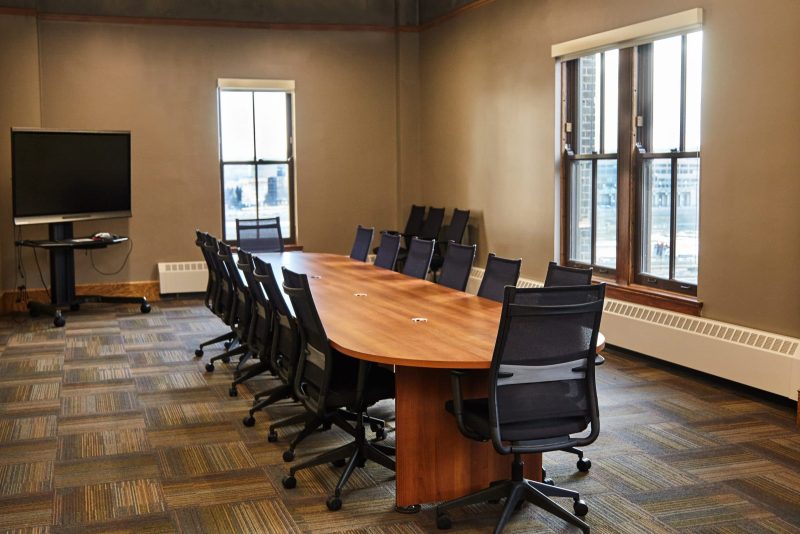 Meeting table in Riverview Conference Room