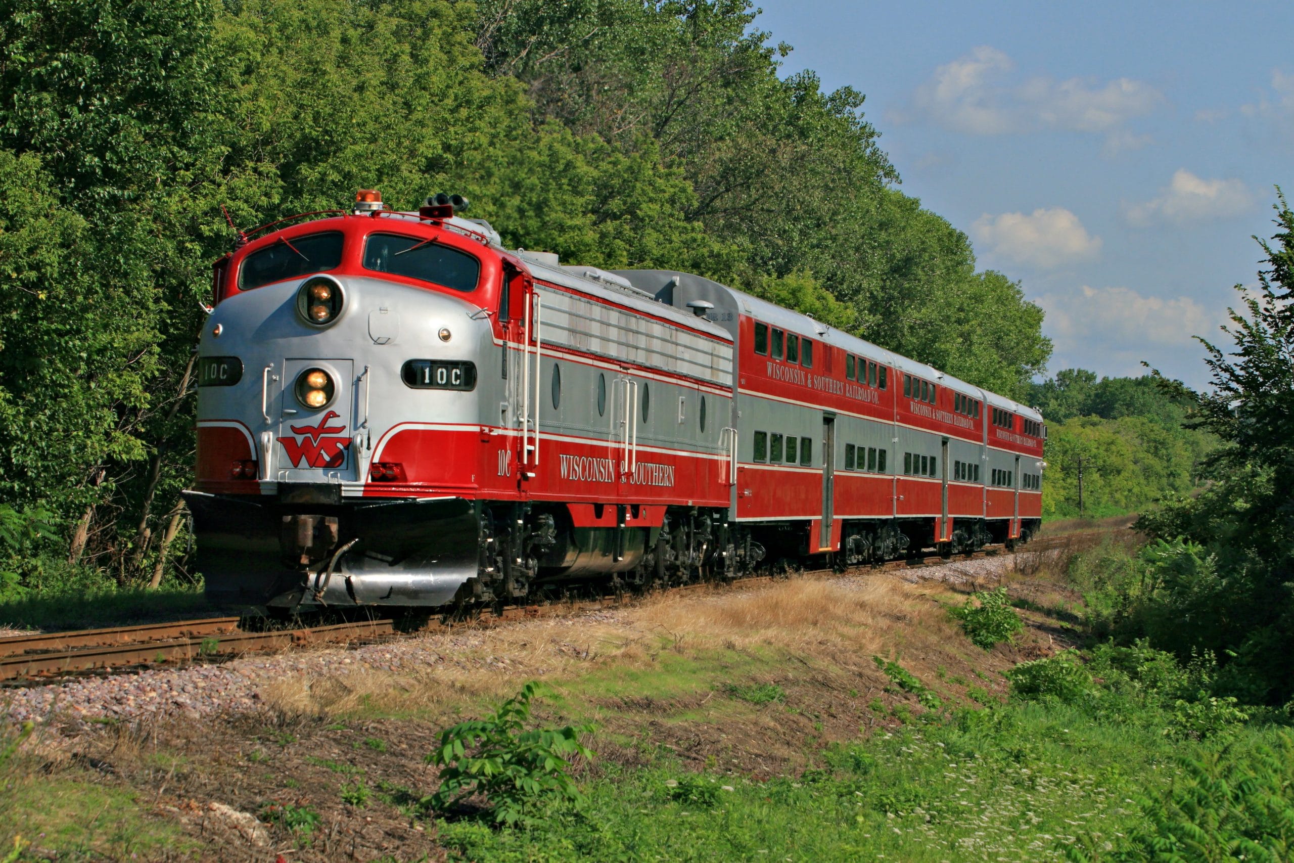 Train running on a track outside