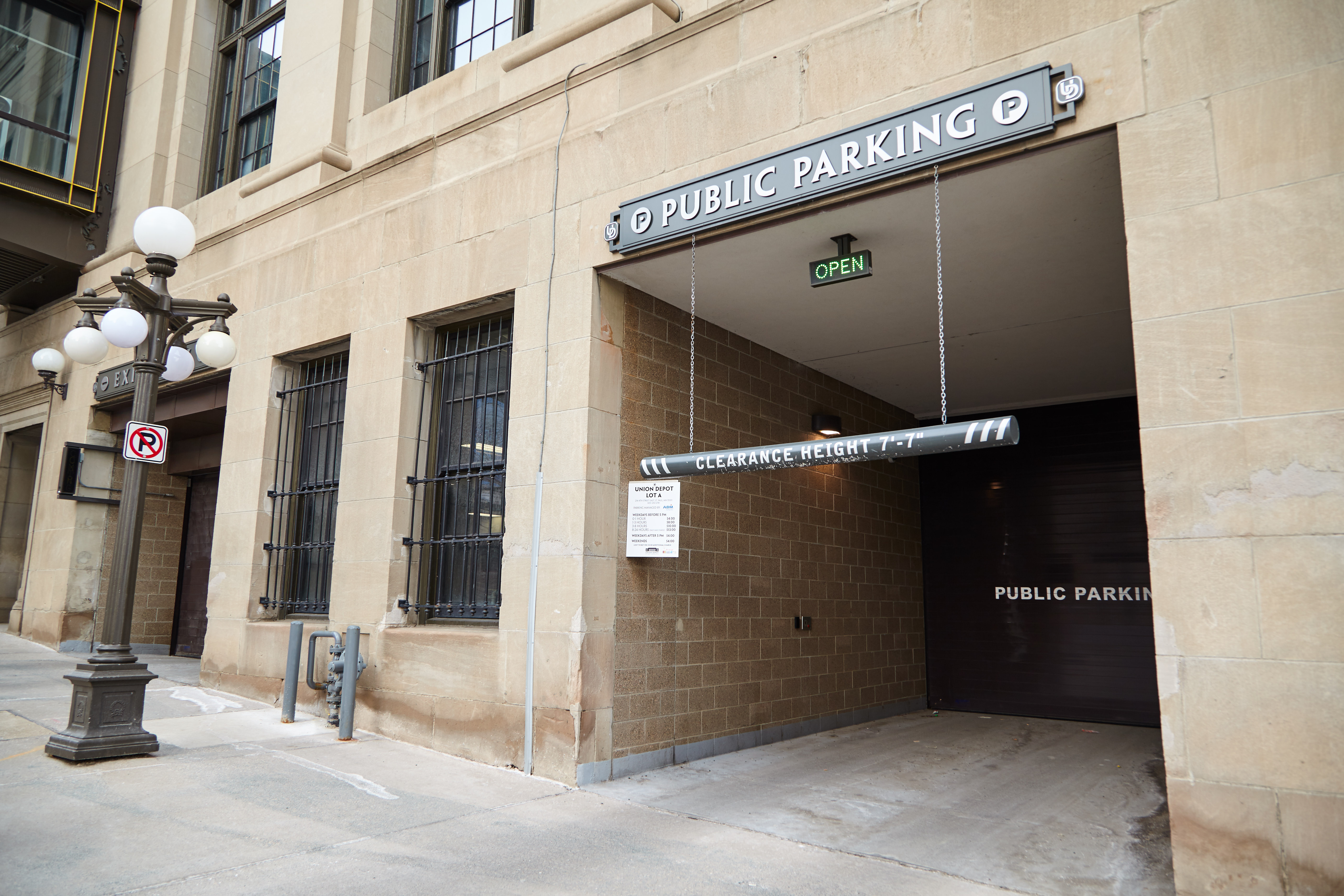 Union Depot parking lot A entrance