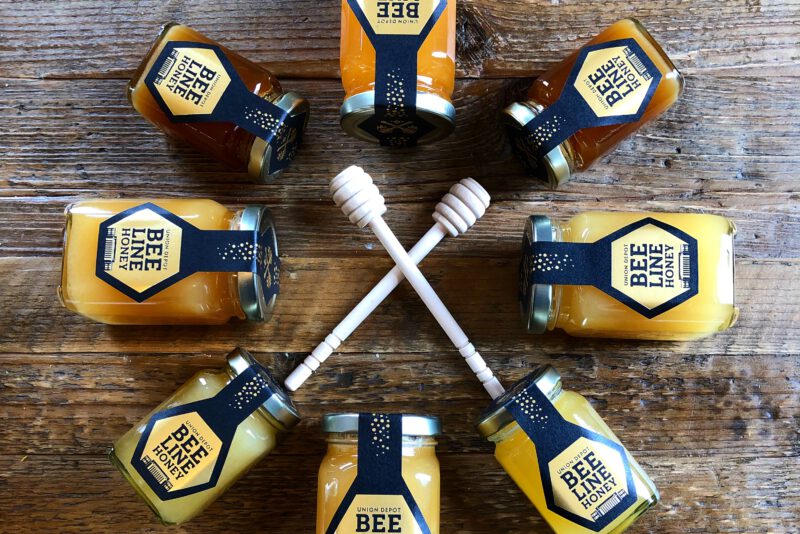 Honey jars on the table
