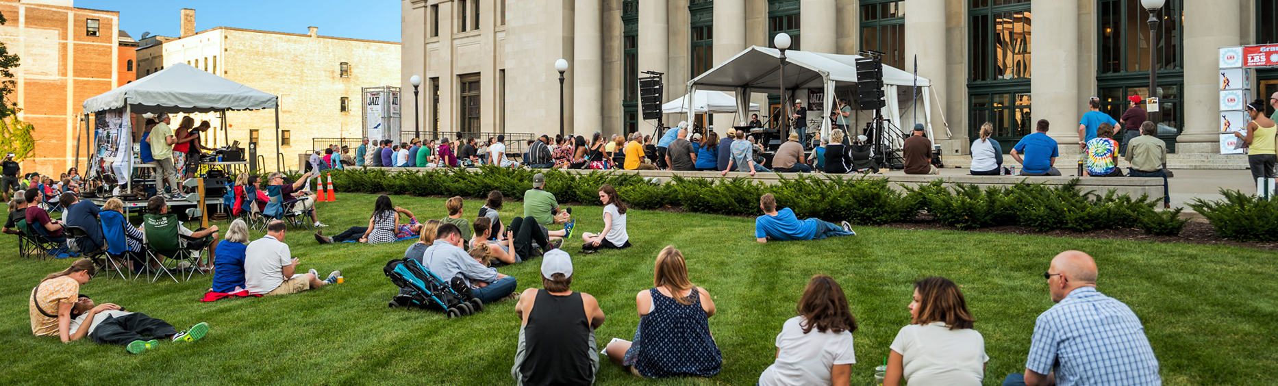 People on the North Plaza lawn for event