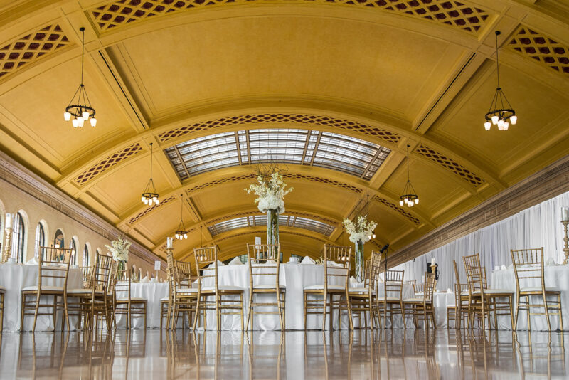 Tables and flower arrangements in Waiting Room