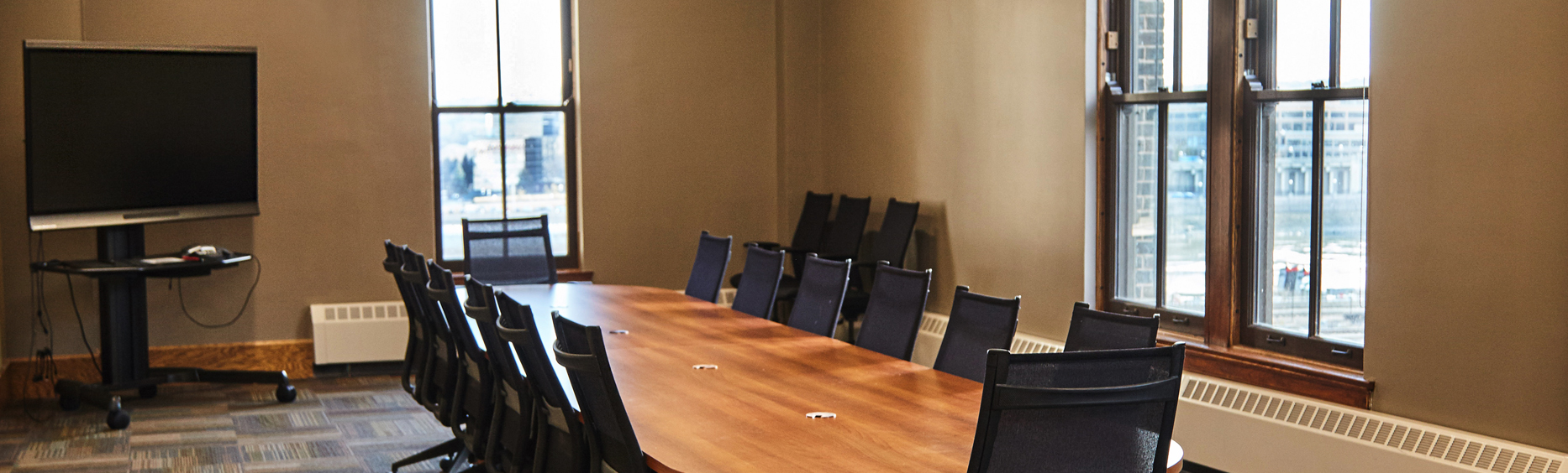 Meeting table in Riverview Conference Room