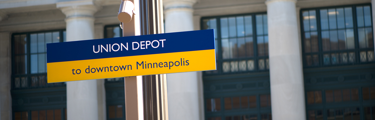 Union Depot bus sign