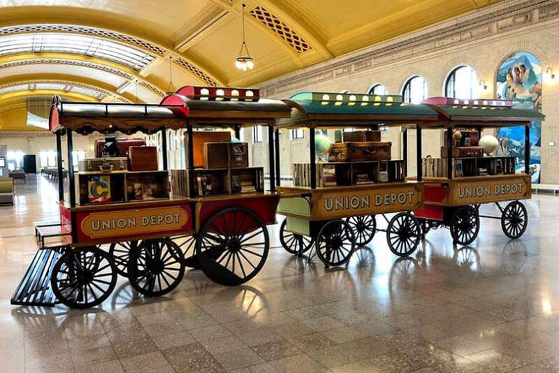 Little Free Library cart at Union Depot