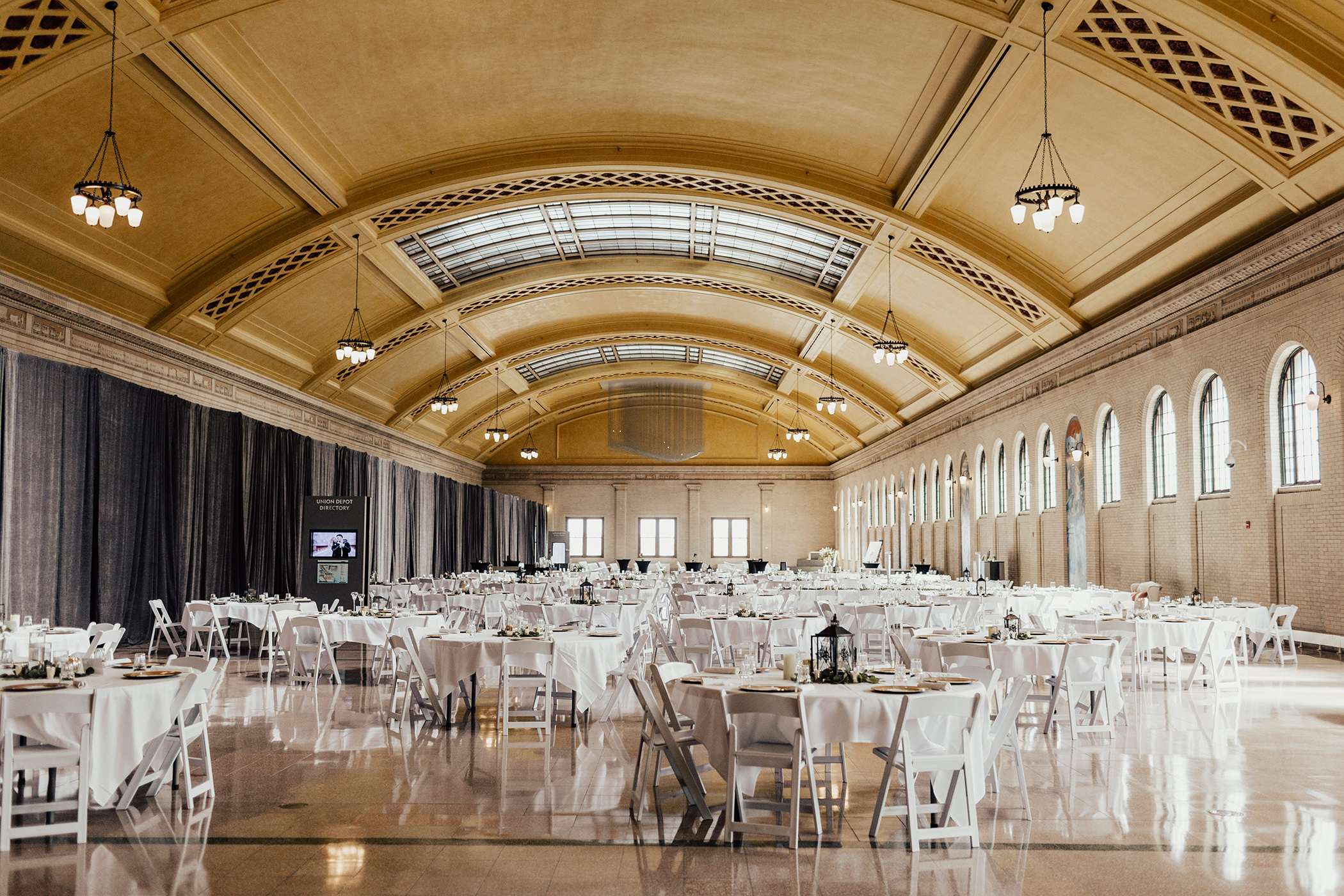 A private event setup in the Union Depot Waiting Room