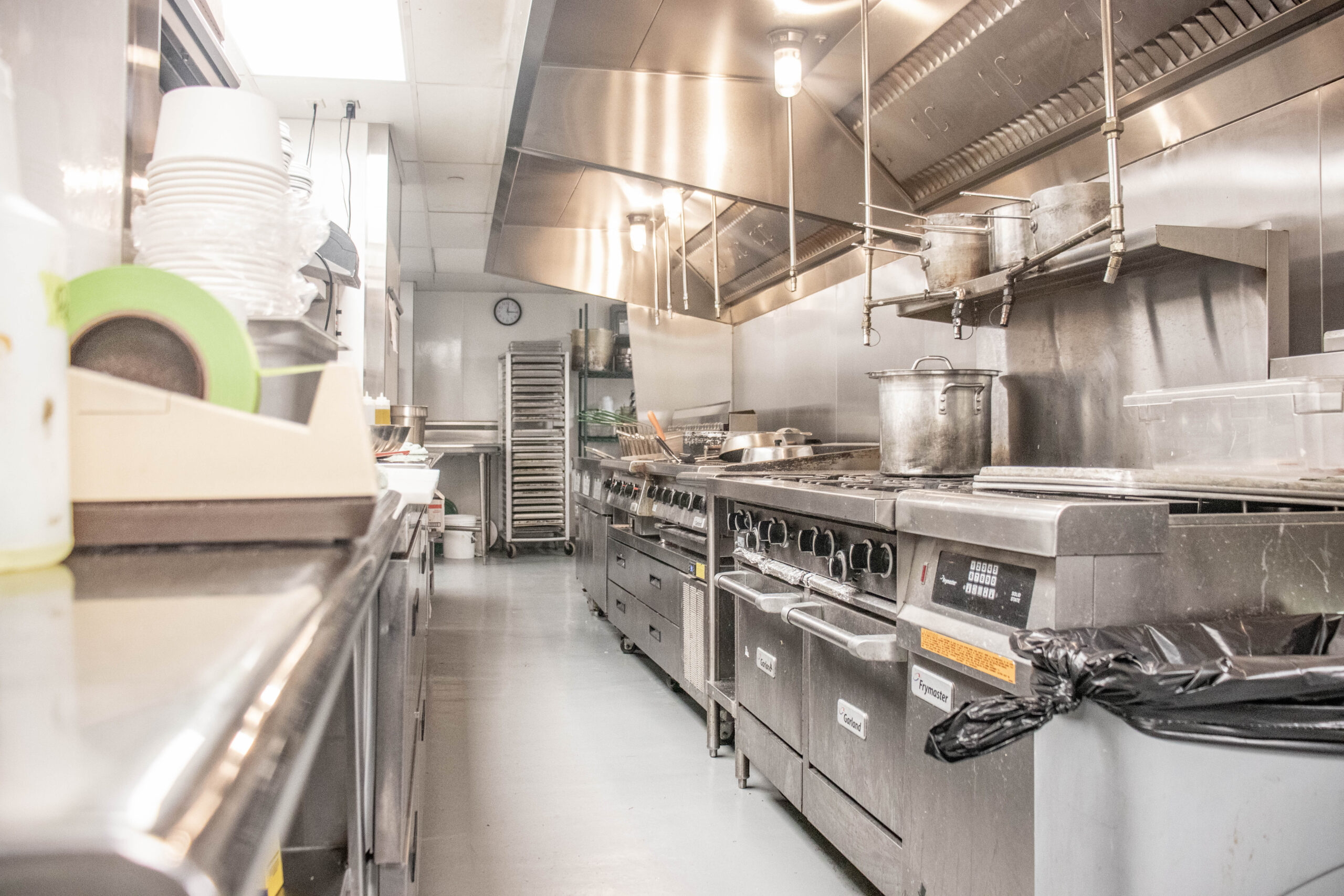 Commercial kitchen with equipment
