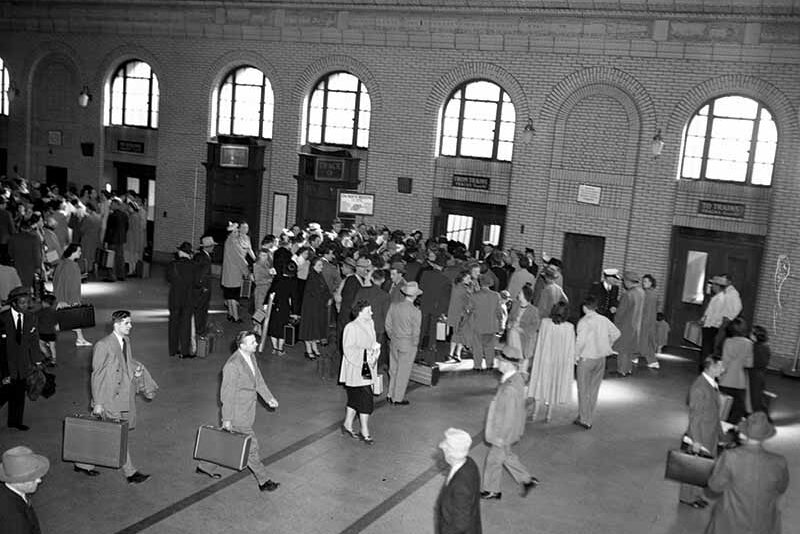 Passengers walking through Union Depot