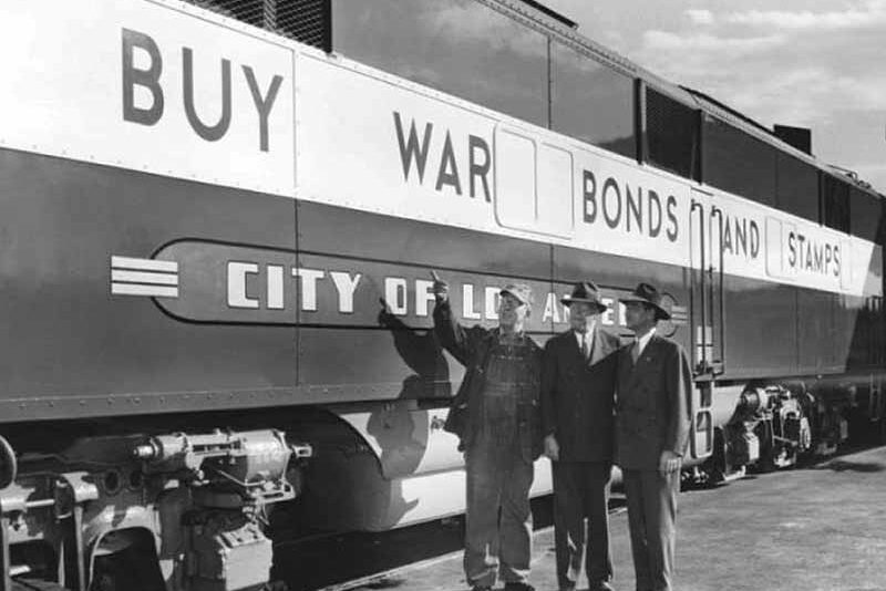 War bond advertisement on train